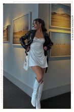 Load image into Gallery viewer, White Mini Dress Styled With White Boots 
