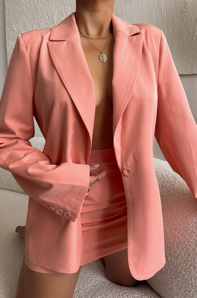 Load image into Gallery viewer, Know Your Worth Blazer Set - Peach
