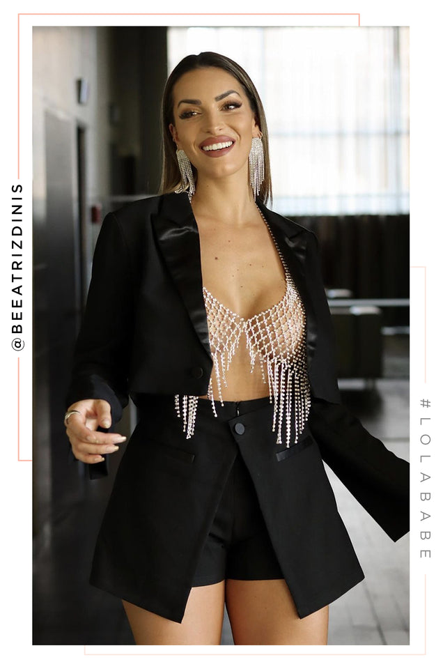 Load image into Gallery viewer, Aliah Embellished Fringe Bra Top - Silver
