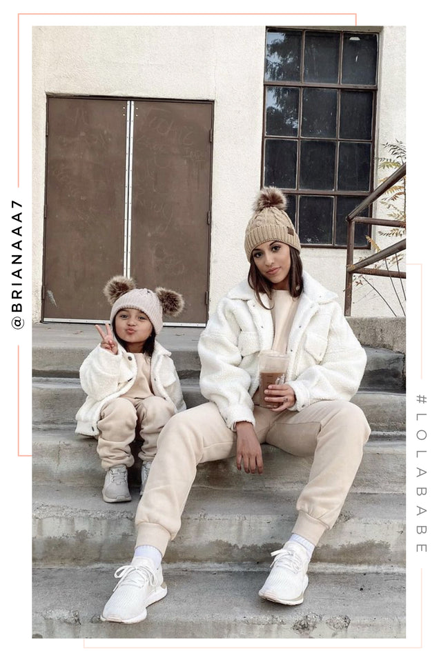 Load image into Gallery viewer, Women and Daughter Sitting in Nude Unisex Crewneck
