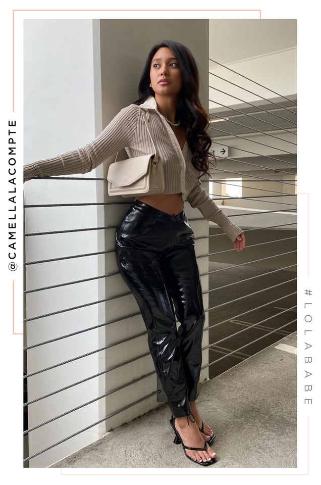 Load image into Gallery viewer, Black Shiny Patent Pant
