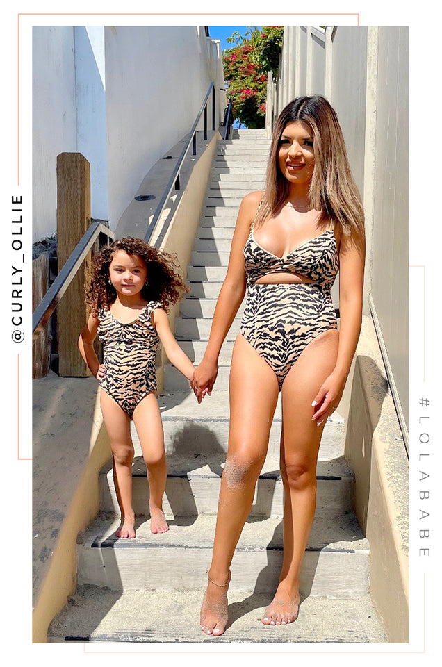 Load image into Gallery viewer, tiger print one piece bikini 
