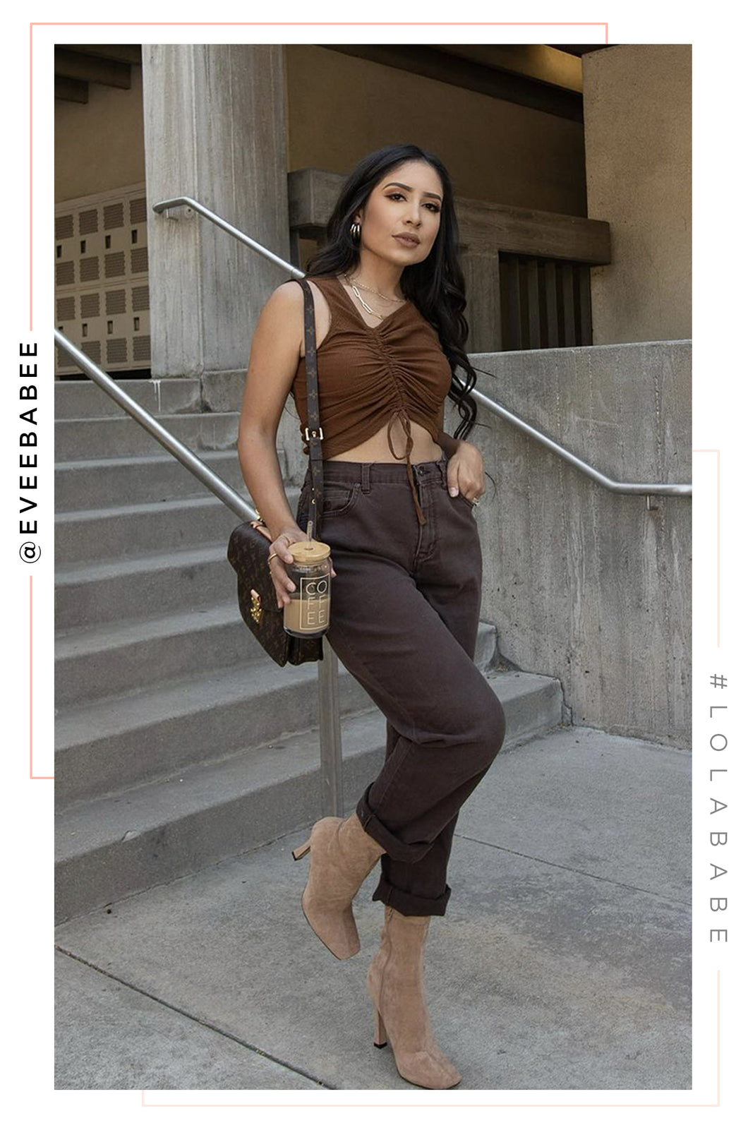 Model Wearing All Brown Outfit