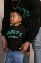 Load image into Gallery viewer, Daddy&#39;s Motivation Varsity Kids Crewneck Sweatshirt - Black
