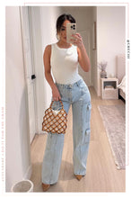 Load image into Gallery viewer, White Bodysuit Styled with Denim Jeans
