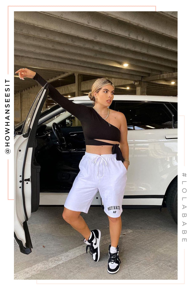 Load image into Gallery viewer, Motivated AF Varsity Short - White
