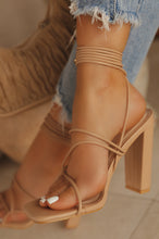 Load image into Gallery viewer, nude strappy block heel 
