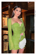 Load image into Gallery viewer, Alezia Long Sleeve Mini Dress - Green
