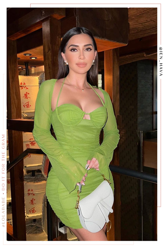 Load image into Gallery viewer, Green Mesh Mini Dress
