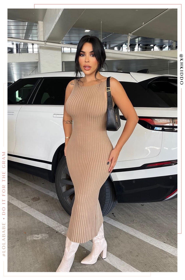 Load image into Gallery viewer, Rib Knit Nude Dress
