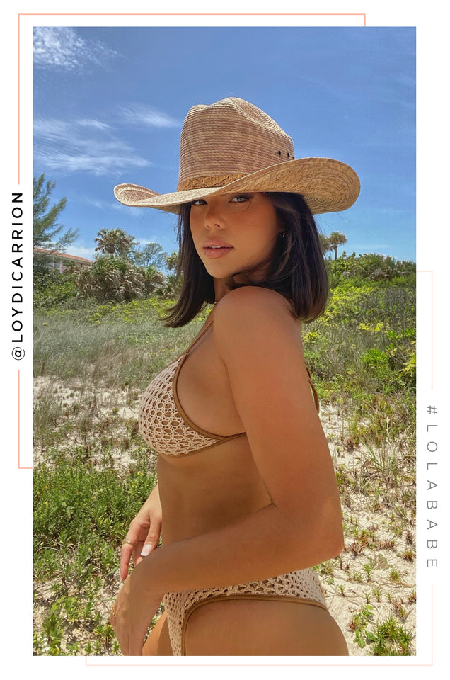 Load image into Gallery viewer, Desert Sunsets Palm Leaf Straw Hat - Nude
