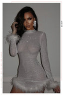 Your Dream Girl Embellished Long sleeve Mini Dress - White