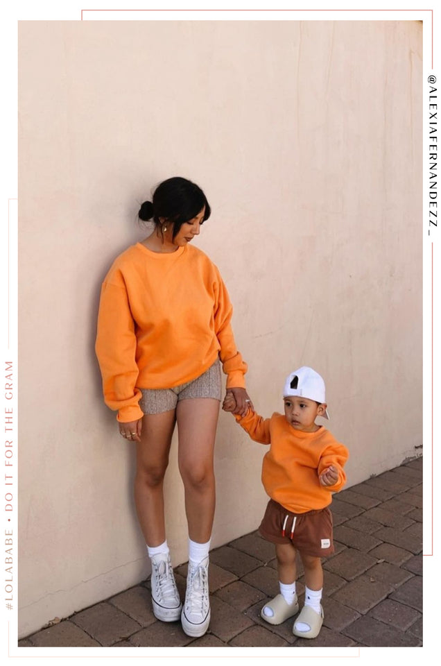 Load image into Gallery viewer, Mini Cozy Feels Kids Crewneck Sweater - Orange
