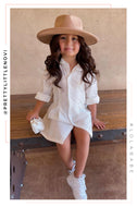 Mini Primavera Kids Flat Brim Hat - Nude