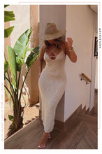 Load image into Gallery viewer, Nude Dress Styled with Straw Vacay Hat

