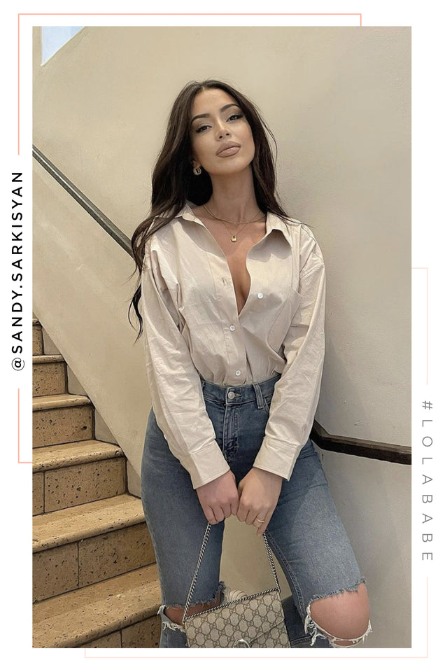 Load image into Gallery viewer, Nude Poplin Top
