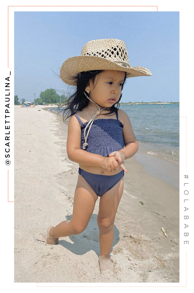 Load image into Gallery viewer, navy two piece kids bathing suit
