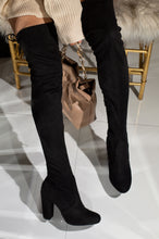 Load image into Gallery viewer, Way Up High Block Heel Over The Knee Boots - Black
