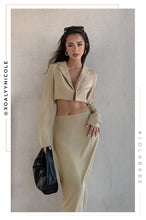 Load image into Gallery viewer, Nude Crop Long Sleeve Blazer
