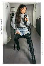 Load image into Gallery viewer, Aim High Over The Knee Boots - Black PU

