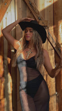 Load and play video in Gallery viewer, Model wearing sheer black midi dress
