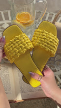Load and play video in Gallery viewer, Yellow Slip On Sandals with braided strap 

