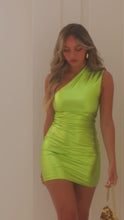Load and play video in Gallery viewer, Green metallic mini dress on model video
