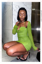 Load image into Gallery viewer, Alezia Long Sleeve Mini Dress - Green
