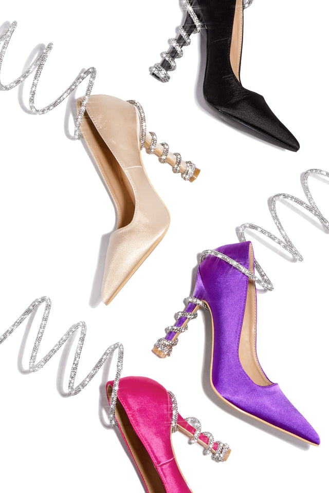Load image into Gallery viewer, Satin Embellished Coil Pump Heels
