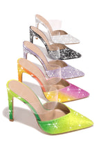 Load image into Gallery viewer, All Colors Available of Embellished Mule Pump Heels - Silver, Green Multi, Pink Multi, Lavender, Black
