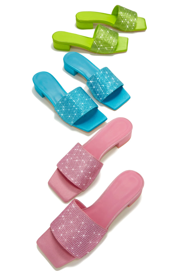 Load image into Gallery viewer, All Colors Available - Green, Lime and Pink Embellished Slip On Sandals

