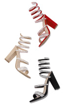 Load image into Gallery viewer, All Colors Of Embellished Coil Heels - Nude, Red and Black
