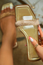 Load image into Gallery viewer, Gold-Tone Embellished Slip On Sandals
