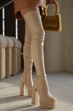 Load image into Gallery viewer, Nude OTK Platform Chunky Heel Boots
