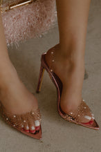 Load image into Gallery viewer, Metallic Pink Embellished High Heels
