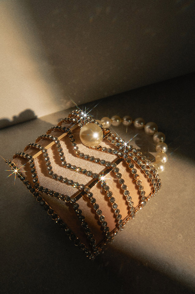 Load image into Gallery viewer, Nude Embellished Cage Bag
