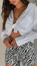 Load and play video in Gallery viewer, Being Chic Long Sleeve Button Up Top - White
