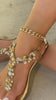 gold embellished thong strap sandals detail video