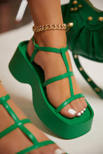 Load image into Gallery viewer, Beach Trip Flat Platform Sandals - Green
