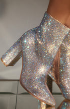Load image into Gallery viewer, Model Wearing Rose Gold Embellished Ankle Boots
