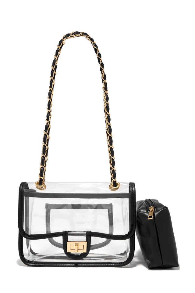 Load image into Gallery viewer, Gold Tone Black and Clear Bag
