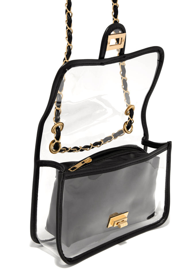 Load image into Gallery viewer, PU Black trims Clear Crossbody with Inside Zipper Pouch

