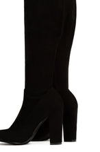Load image into Gallery viewer, Way Up High Block Heel Over The Knee Boots - Black
