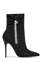 Load image into Gallery viewer, Black Pointed Toe Embellished Bootie
