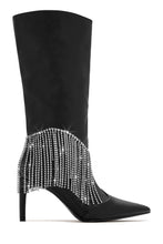 Load image into Gallery viewer, Black PU Fringe Boots
