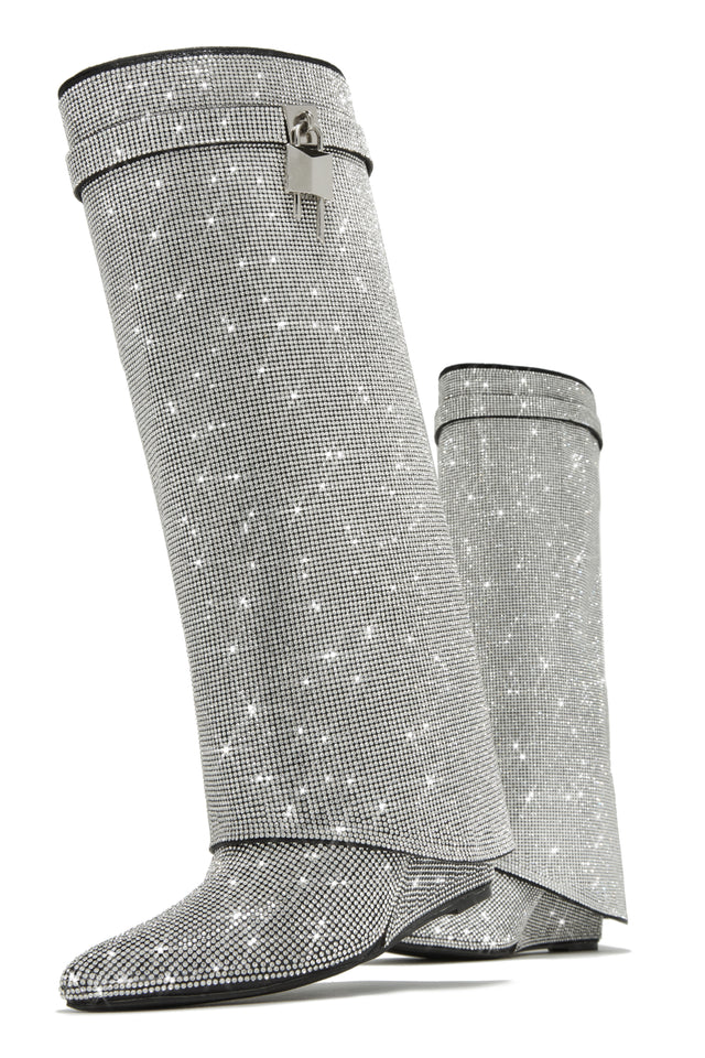 Load image into Gallery viewer, Black Embellished Wedge Boots
