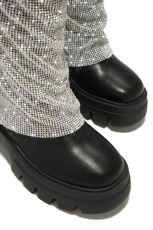 Load image into Gallery viewer, Rhinestone Chunky Black Boots
