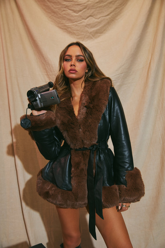 Load image into Gallery viewer, Black PU Leather Jacket Coat
