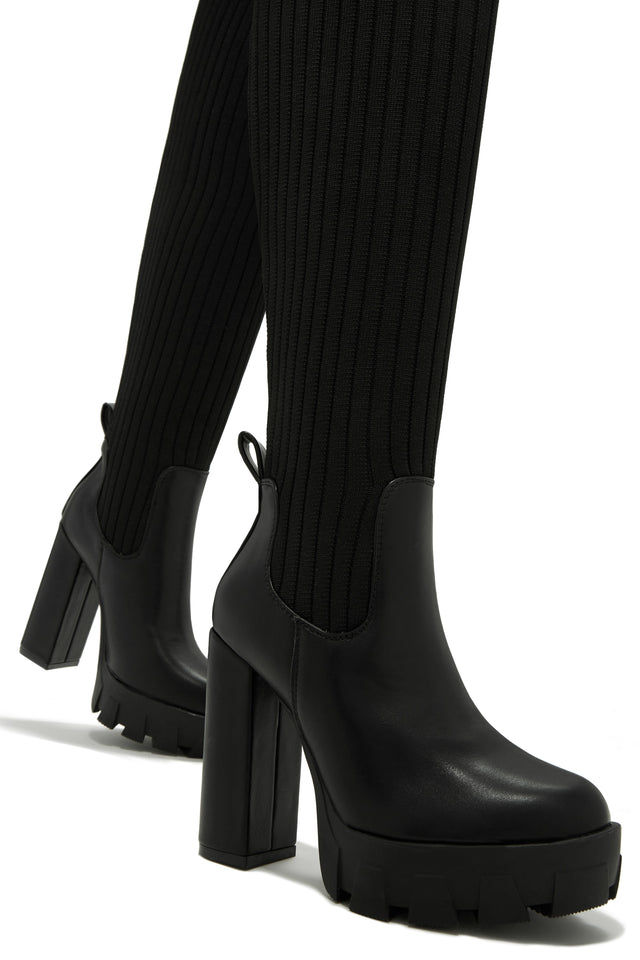 Load image into Gallery viewer, Black Over The Knee Chunky Heel Boots
