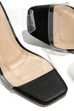 Load image into Gallery viewer, Black Heel Mules With Two Clear Straps
